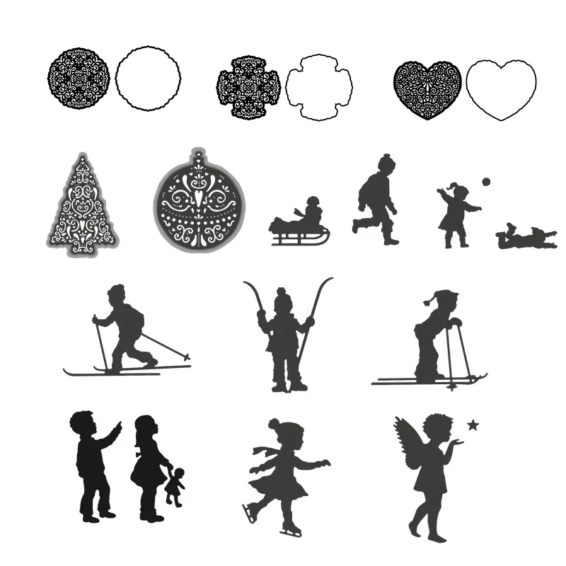 

Christmas Tree Skiing Boy & Girl Metal Cutting dies 2019 new Craft Dies for Embossing Paper Card making Scrapbooking Decoration