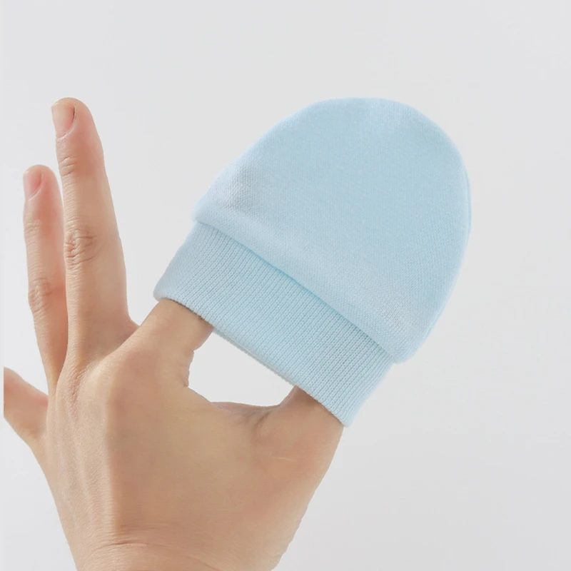 Baby Newborn Face Protection Scratch Mittens Warm Cap Kit Infants Anti Scratching Knitted Cotton Gloves+Hat Set