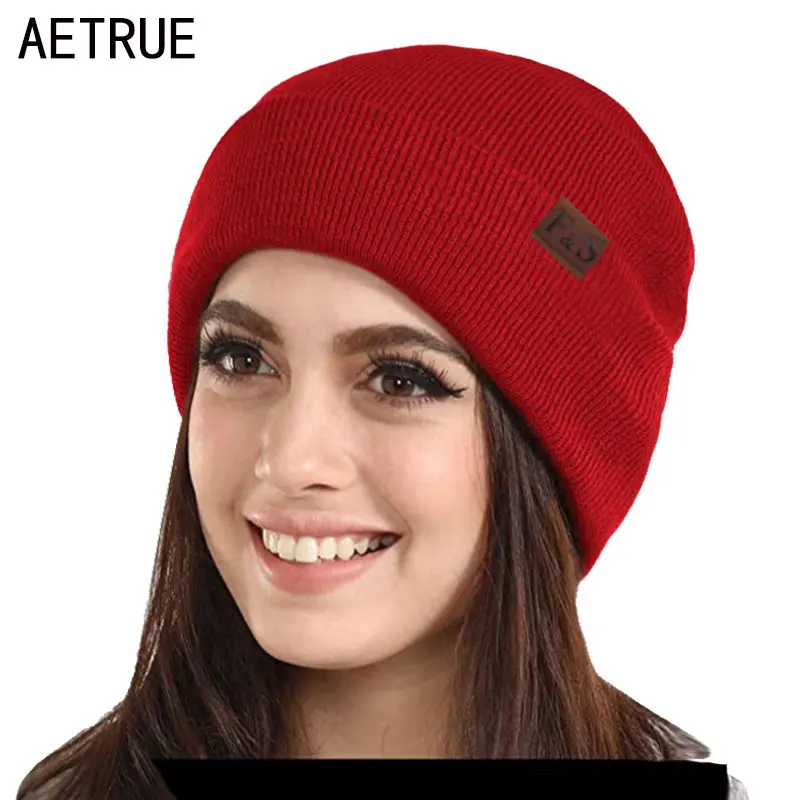 Winter Hat Women Beanies Hats for Women Men Autumn Skullies Winter Knitted Hat Cap Unisex Ladies Skull Warm Bonnet Black Red Cap