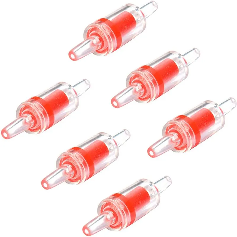 10PCS Aquarium Air Pump Check Valves Red Clear Plastic One Way Non-Return Check Valve for Fish Tank