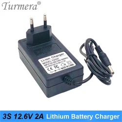 Turmera 12V 12.6V 2A 18650 Battery Charger DC 5.5MM*2.1MM for 3S Lithium Battery Pack for Screwdriver Battery with Indicator Tur