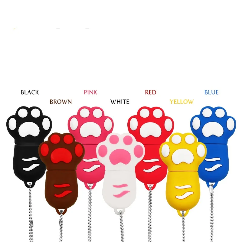 Pendrive usb 2.0 com desenhos patinha, de gato marrom rosa preto azul colorido 4gb 8gb 16gb 32gb 64gb presente