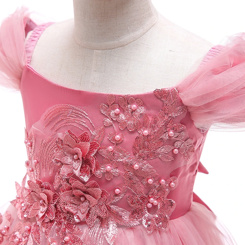 Teenager Girl Flower Bridesmaid Dress Party Kids Dresses For Girls Children Costume Lace Wedding Princess Dress 12 14 Years image 6