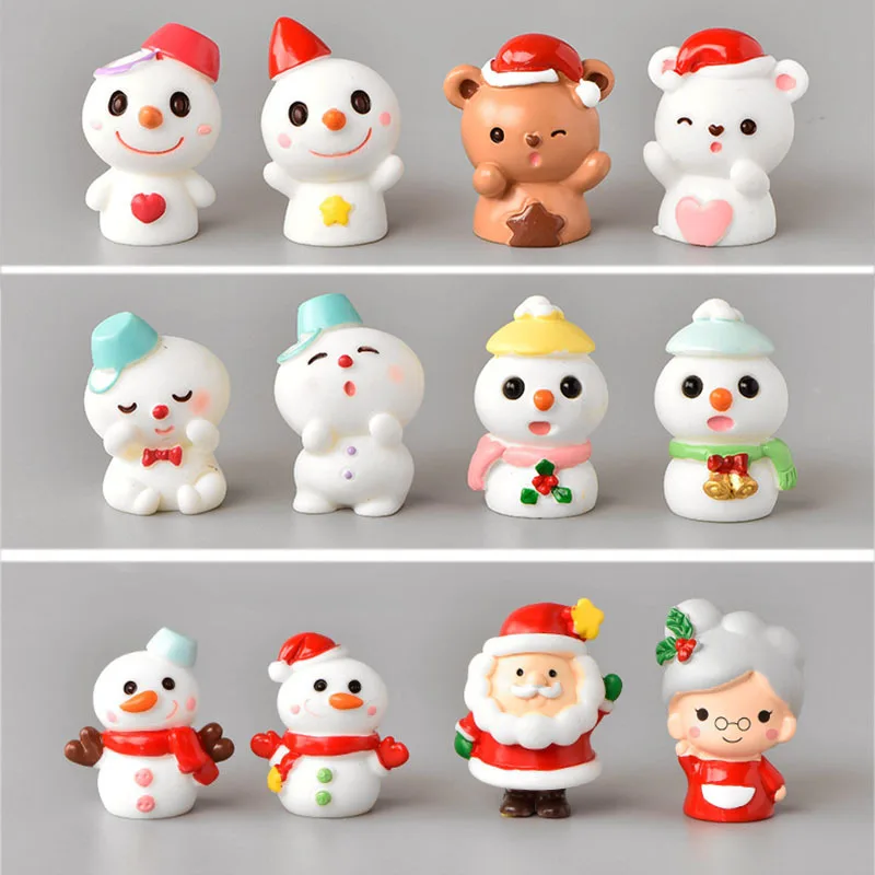 Christmas Snowman Santa Claus Ornaments Decorations Fairy Decor Home Decoration Miniature Dollhouse Craft  DIY Accessories