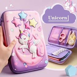 Unicorn Pencil Case 3D EVA Embossing Pens Box Stationery Ruler Pouch for School Girl Erasers Holder Gift Bag Cute Organizer Pink