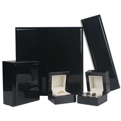Caja de joyería con acabado de laca de Piano de alto brillo, caja de joyería pequeña de lujo, almacenamiento de anillos de boda y pendientes, gran oferta