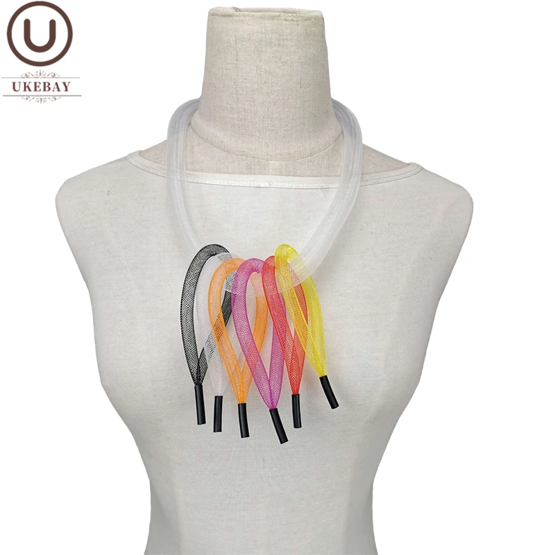 UKEBAY New Handmade Mesh Choker Necklaces For Women Designer Handmade Luxury Jewelry Multicolor Mesh Clothes Chain Necklace