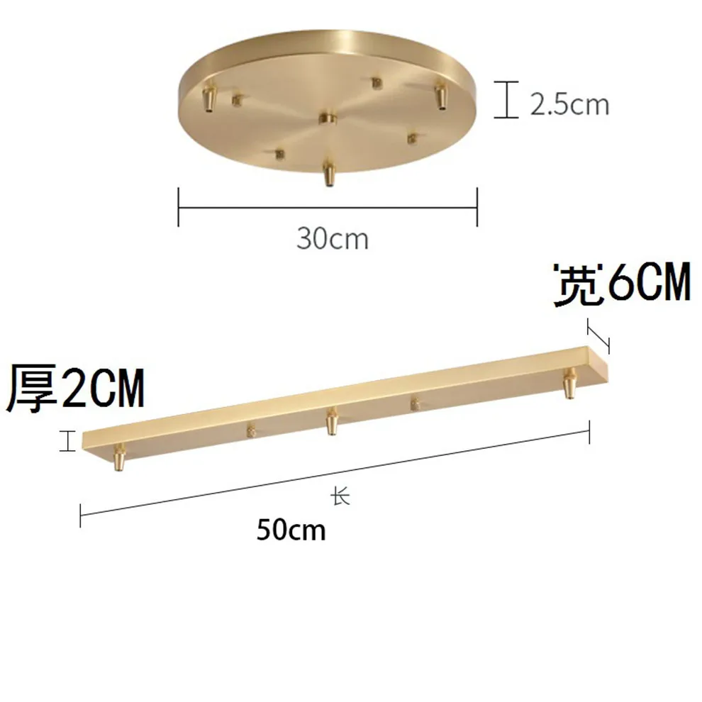 Golden Ceiling Disc Long Strip Round 3 Holes Heads Hanging Lamp Ceiling Plate Suspension Luminaire Accessories Black Metal Tray