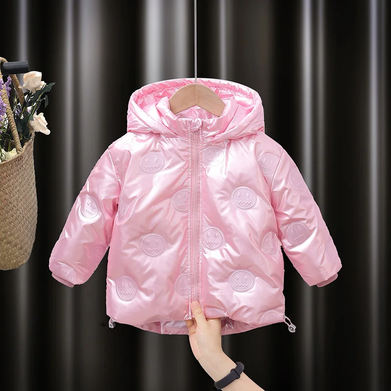 Toddler Girl Winter Clothes New Fashion Boys Solid Down Parkas Teenagers Hooded Thick Jackets Smile Face Print Casual Jackets