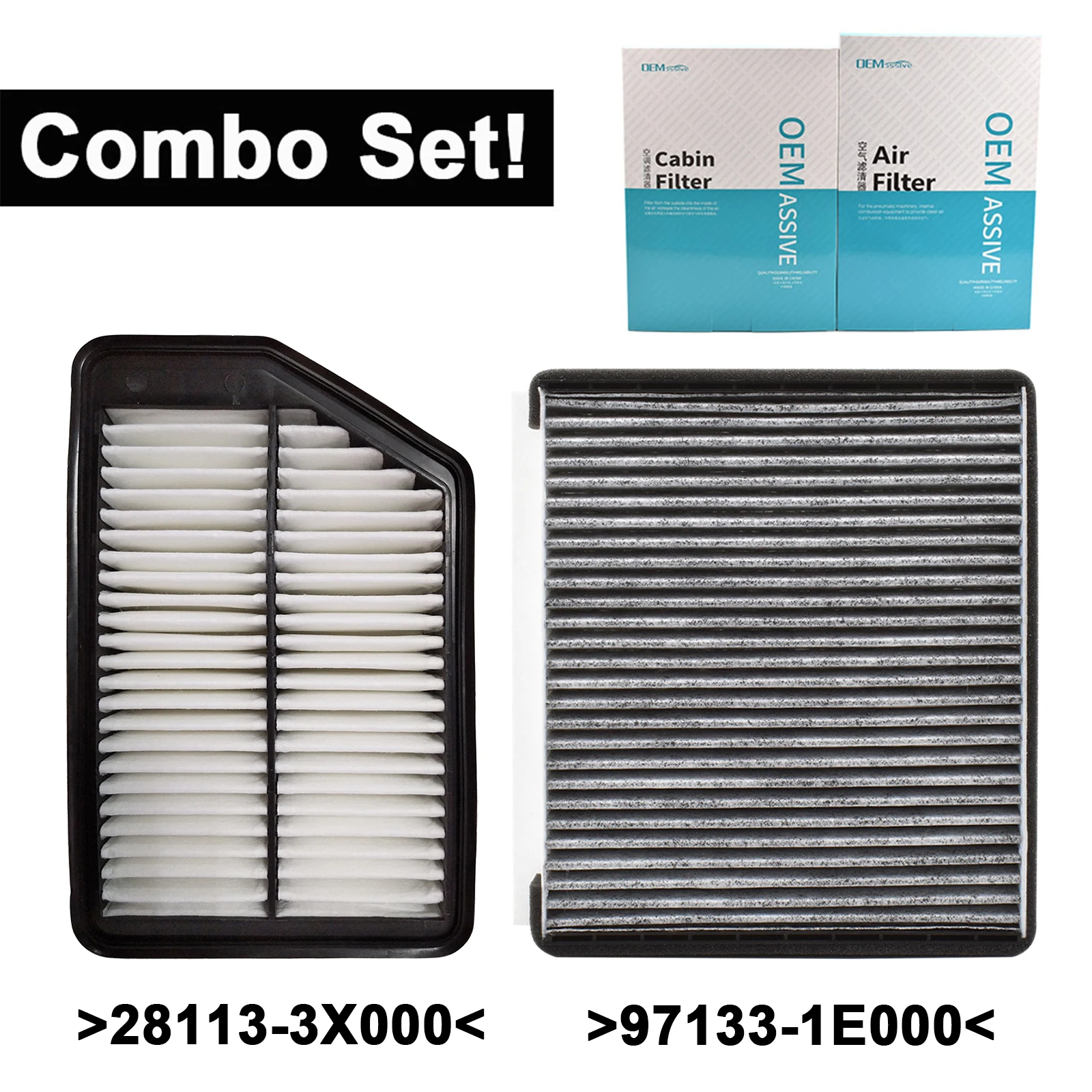 

28113-3X000 97133-2H000 Combo Set Engine Cabin Pollen Air Filter For Hyundai Elantra GT Kia Forte 1.8L 2.0L 2013 2014 2015 2016