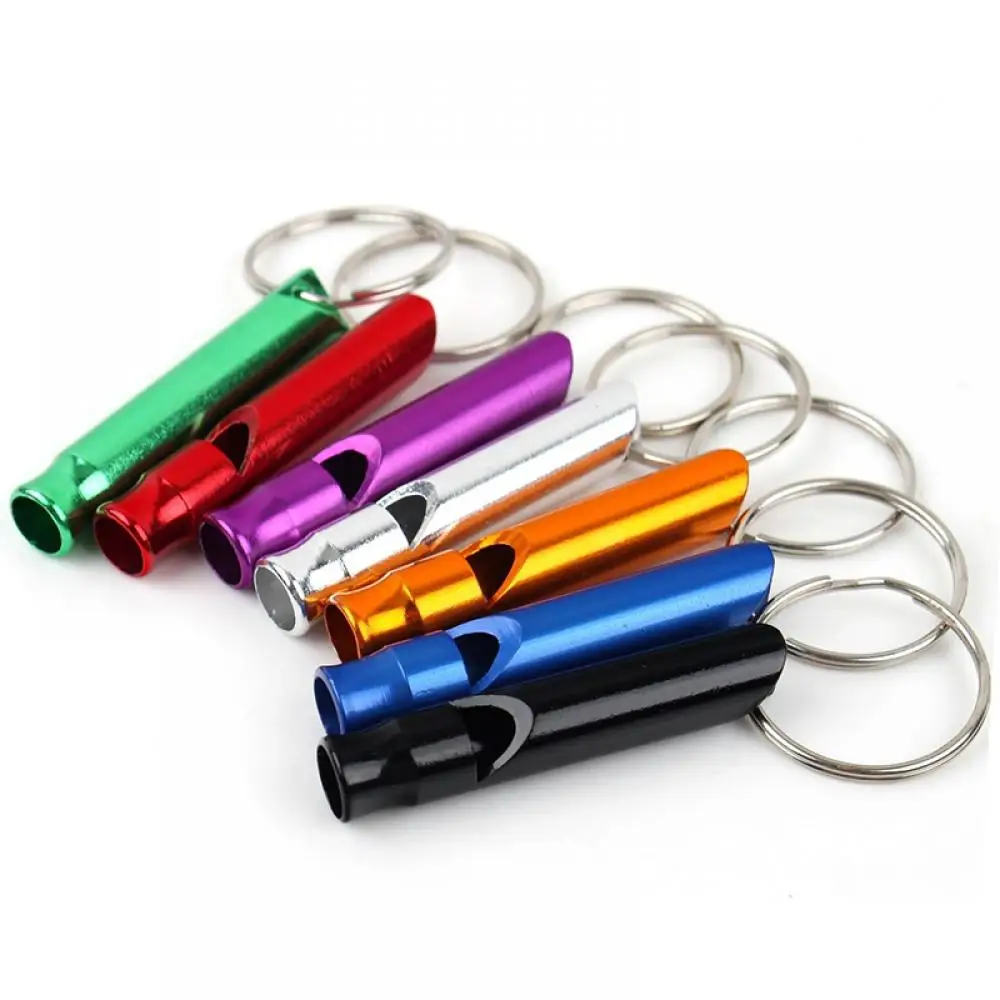 10 sztuk mieszane kolorowe aluminium Survival gwizdek metalowy samoobrona brelok na zewnątrz Camping piesze wycieczki bezpieczeństwa breloki mały