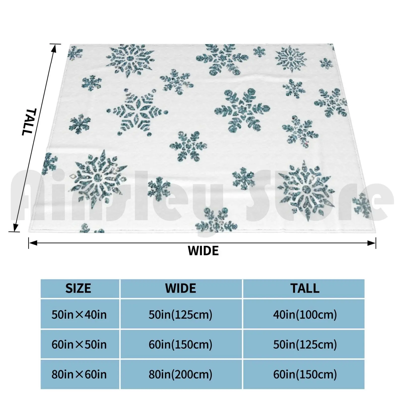 Snowflakes-Snow Blanket For Sofa Bed Travel Winter Snow Flake Blue Sparkling Flakes Year Year End Party