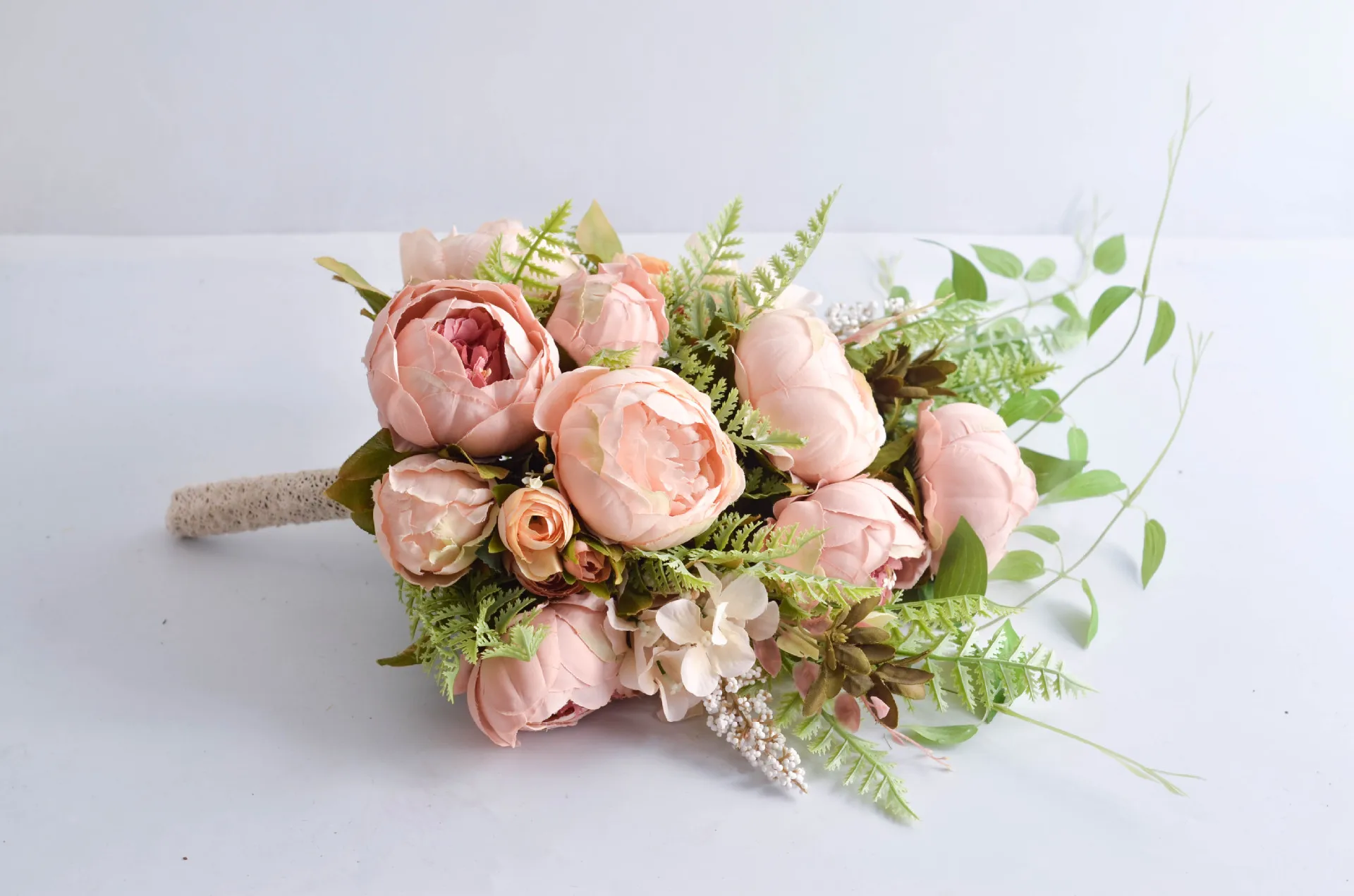 SainMax Pernikahan Bouquet Bride Pegangan Bunga Peony Dekorasi Bunga Simulasi Bunga Bride Buket Bunga Buatan