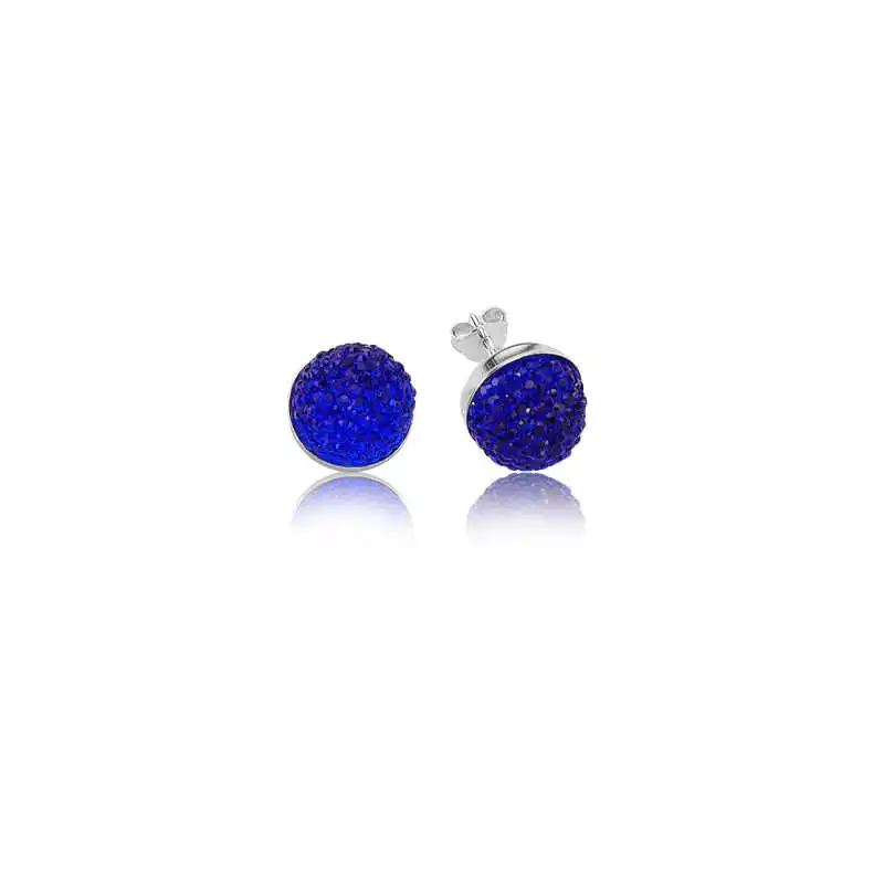 Silver Crystal Blue Studded Earrings 925 Sterling Women for Jewelry Wedding Party Birthday Gift - Box - Fashion Girl Accessories