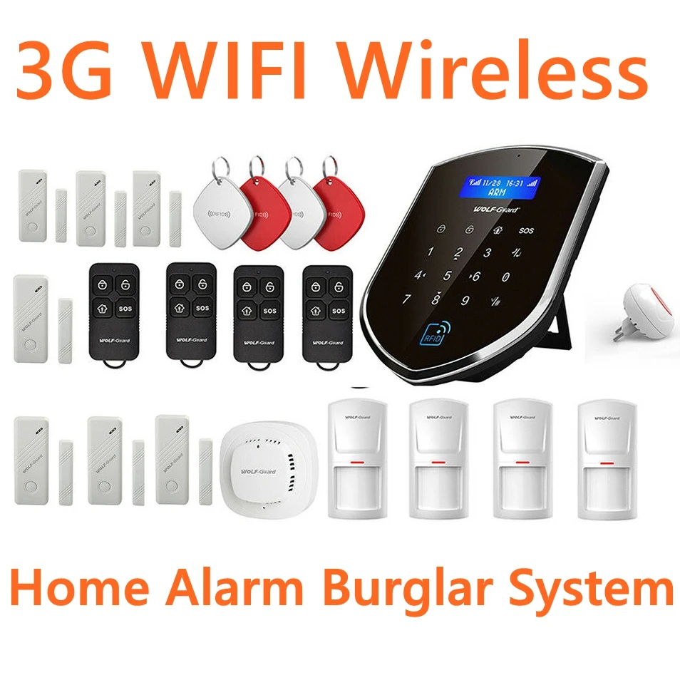 3G WIFI Wireless Wired GSM SMS Autodial Intruder Burglar Home Alarm System Intruder Burglar Alarm System with Smoke Detector