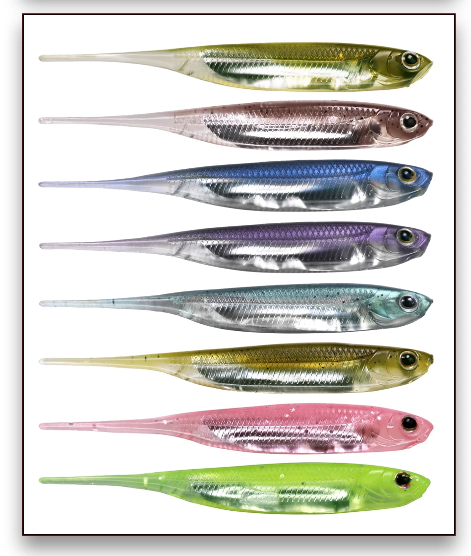 5/6 stücke Angeln Weichen Köder 70mm 80mm 100mm T Shad Angeln Weiche Köder Silikon Swimbaits künstliche Köder Wurm Für Bass Angeln – Detail 12