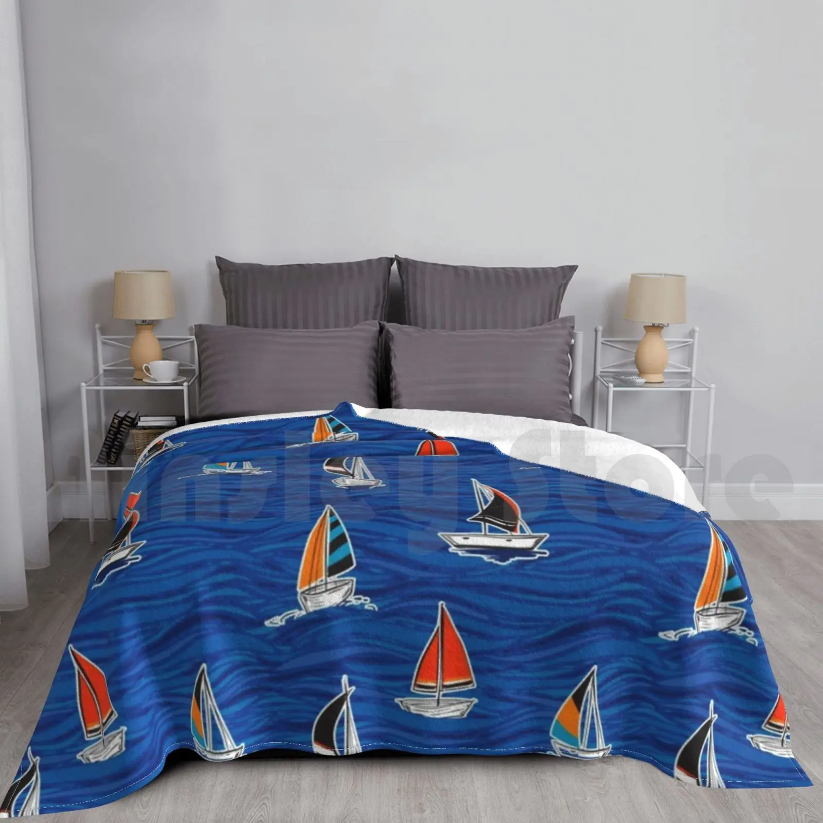 Sailboat Blanket Fashion Custom Amkrdh Sailboat Preppy Sailboat Preppy Yacht Boat Sailing Preppy Sailing