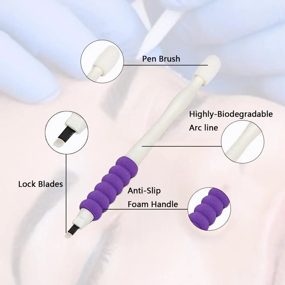 12 шт., одноразовые ручки для татуажа бровей, иглы для микроблейдинга
