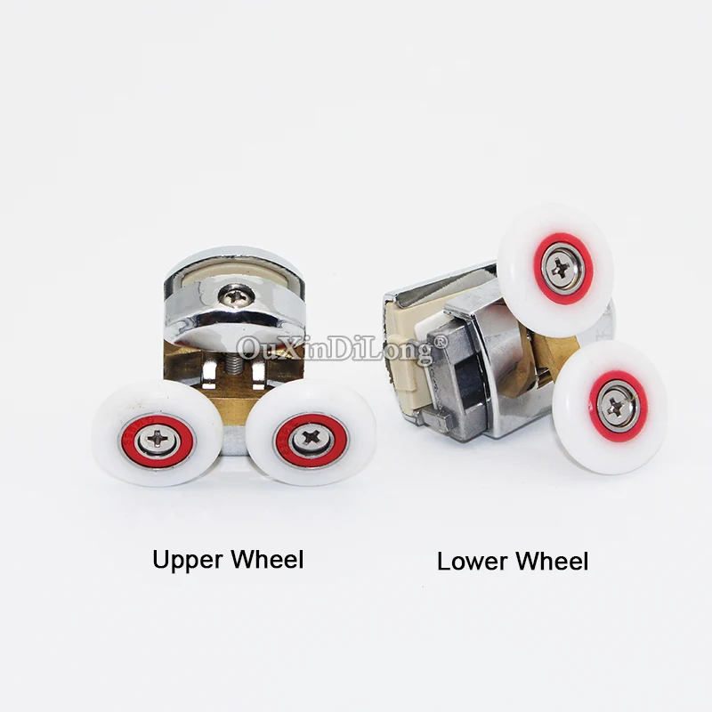 4Pairs Butterfly Shower Door Rollers / Pulleys Copper Bearing + Nylon Double Swing Wheels Runners Diameter 26mm