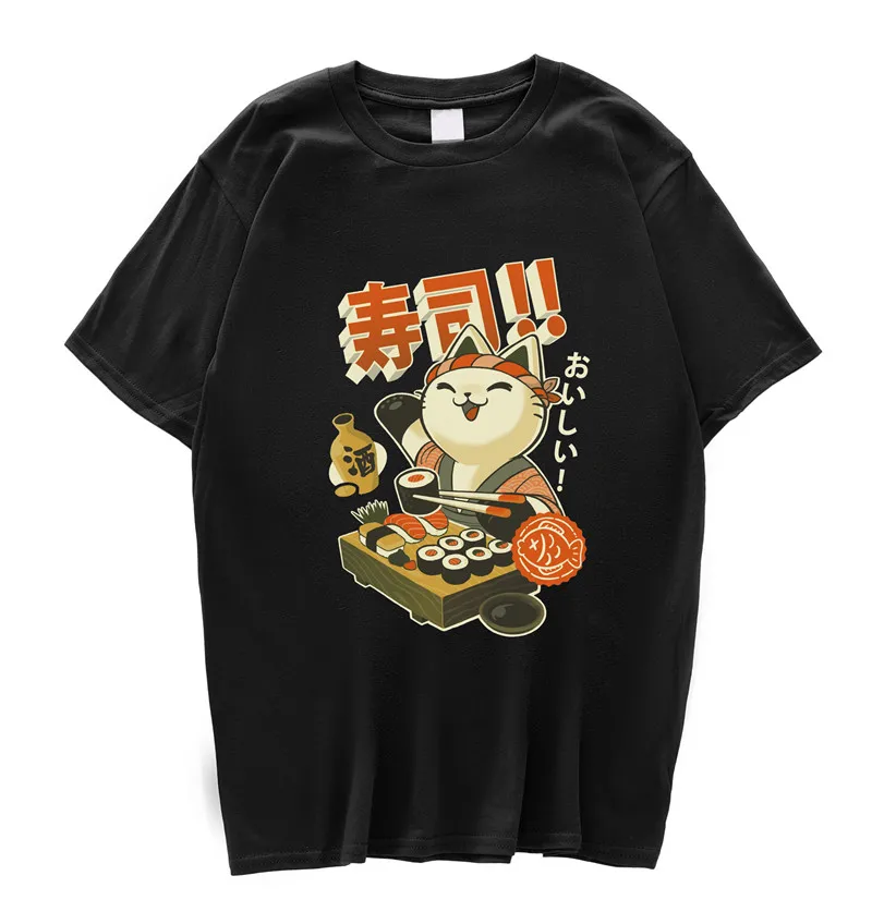 Manga Sushi Japan T Shirt Men/women Aesthetic Cute Cotton Cool Vintage T-shirt Harajuku Streetwear Camisetas Hombre Anime Tshirt