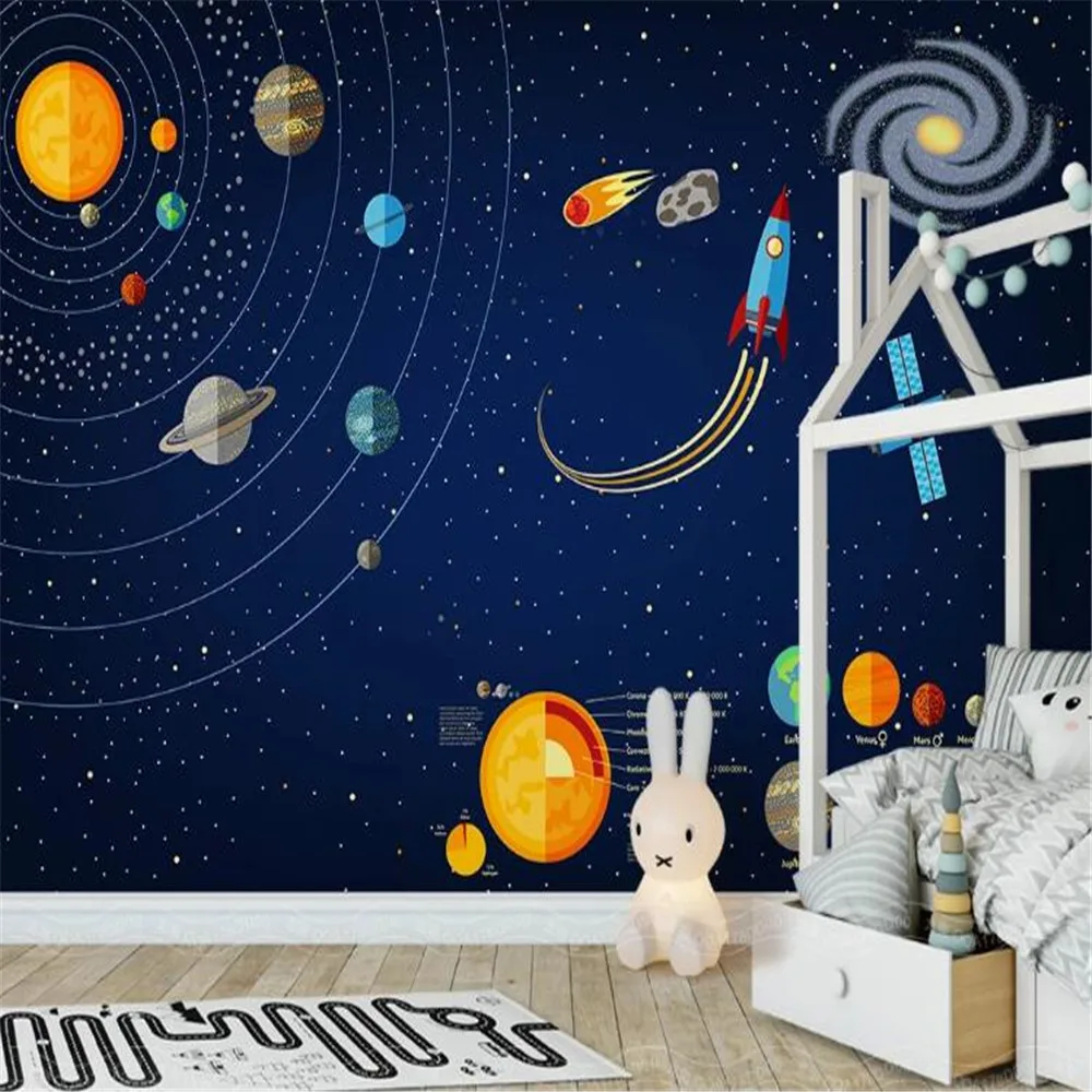 

Milofi hand painted space universe children's room background wall painting large wallpaper mural