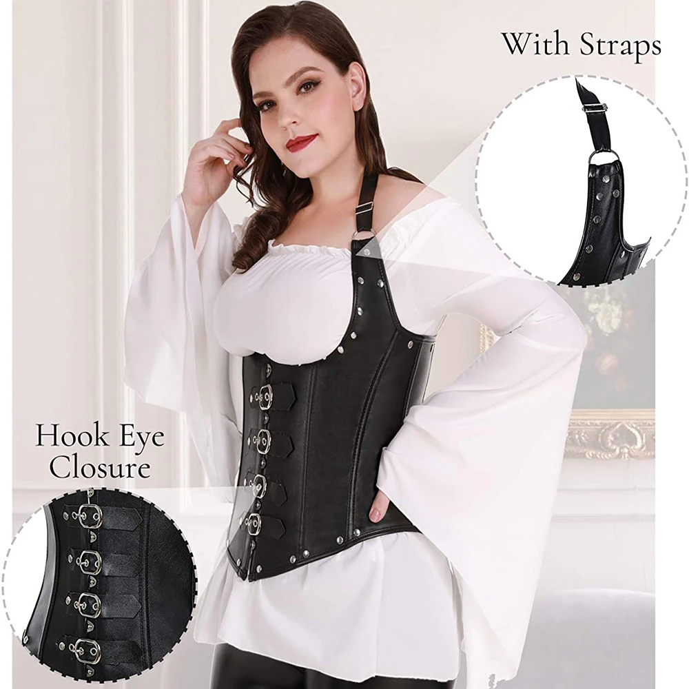 6xl พลัสขนาดผู้หญิงเซ็กซี่สีดำรัดตัว Steampunk Gothic รัดตัว Bustier Espartilho เอว Cincher Korsett Overbust Femme