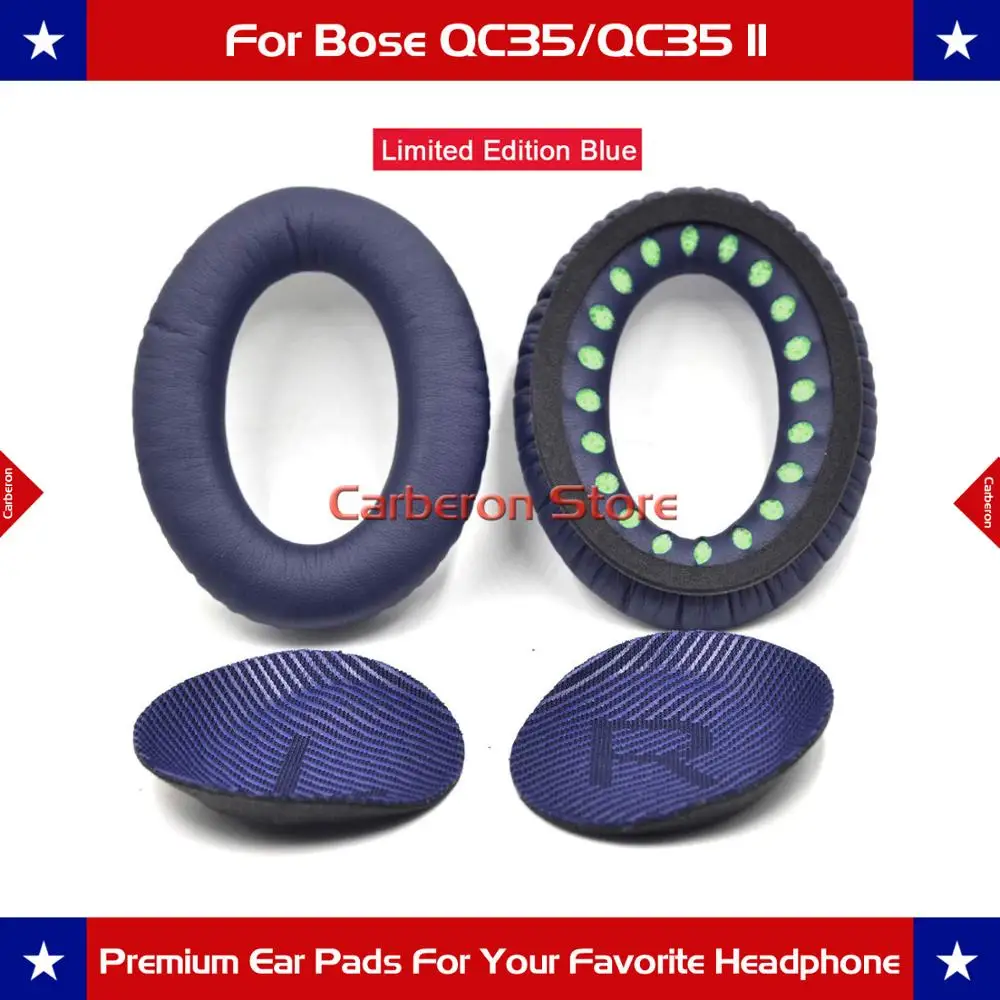 ボースqc35/qc35 iiヘッドフォン用のTolencil交換用イヤーパッドイヤークッション (qc35文字付き) (任意の青)