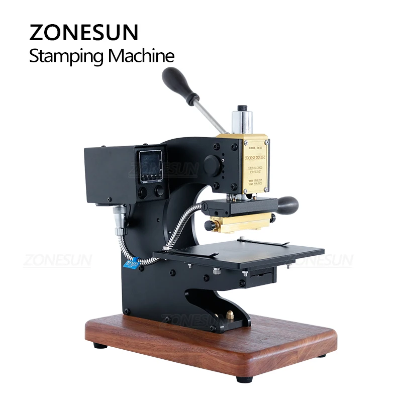 ZONESUN Press Trainer Hot Foil Stamping Machine for Leather Wood Paper Branding Custom Logo Leather Marking Embossing Tools