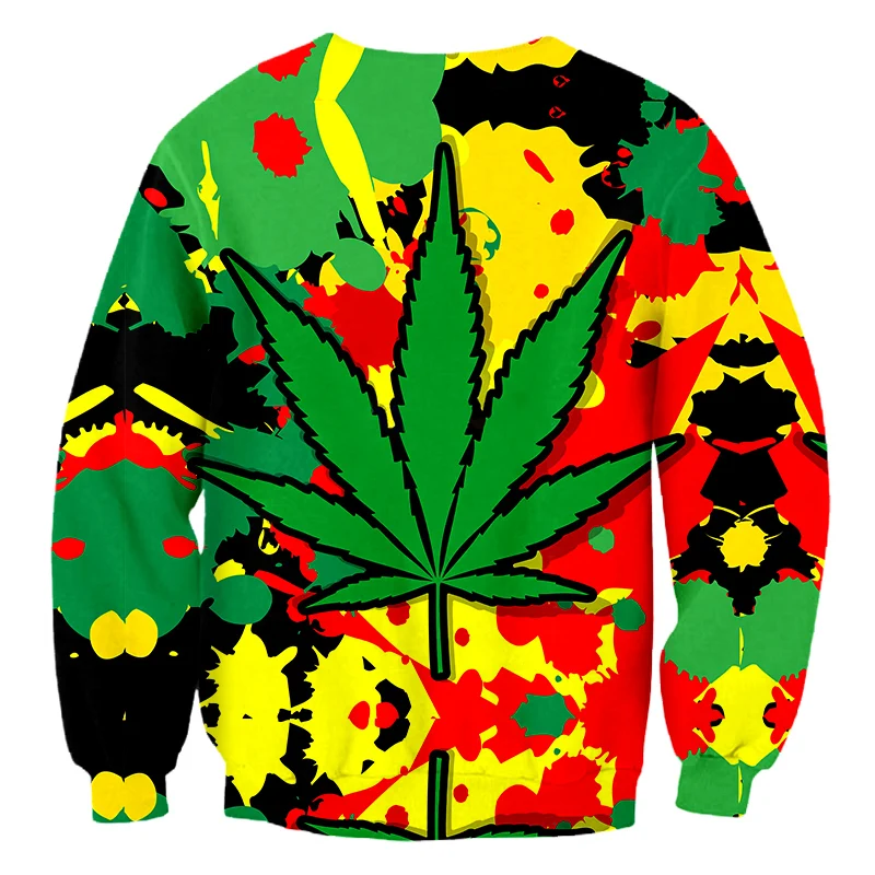 Green Lucky Leaf Full Body Print 3D Printed Creative Sweatshirt Man Fitness Clothing Men's Spandex High Quality Pullover