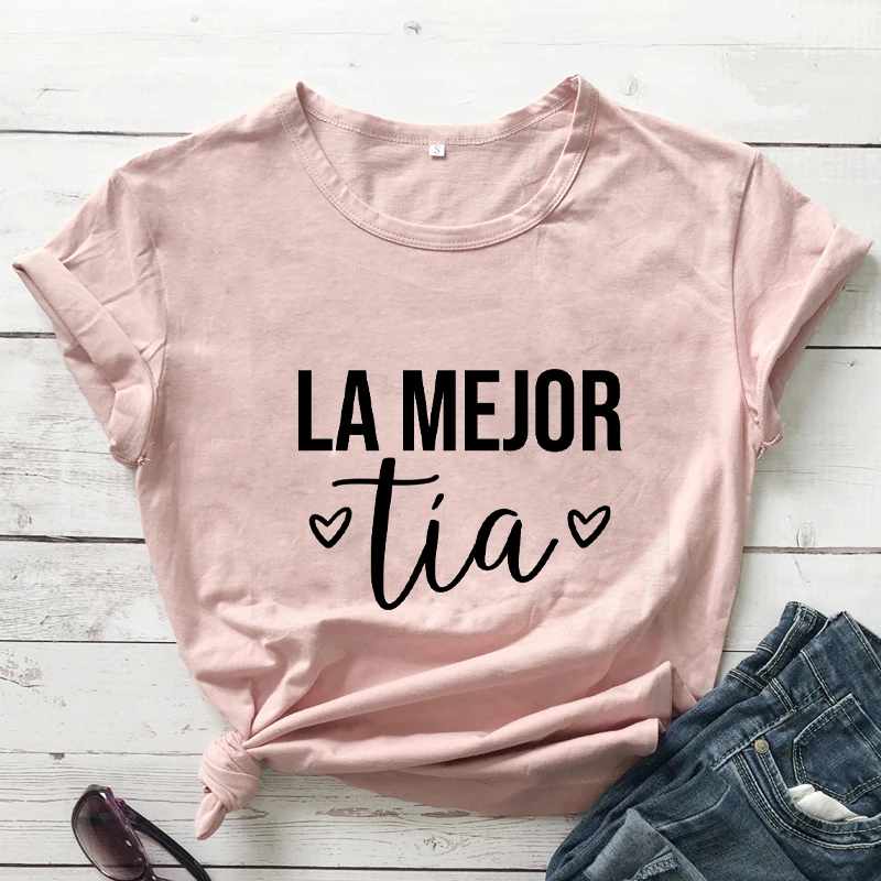 LA MEJOR tia T-Shirt Funny Best Tia Shirts Spanish Aunt Tees Latina Aunt Gifts Women fashion Casual vintage top