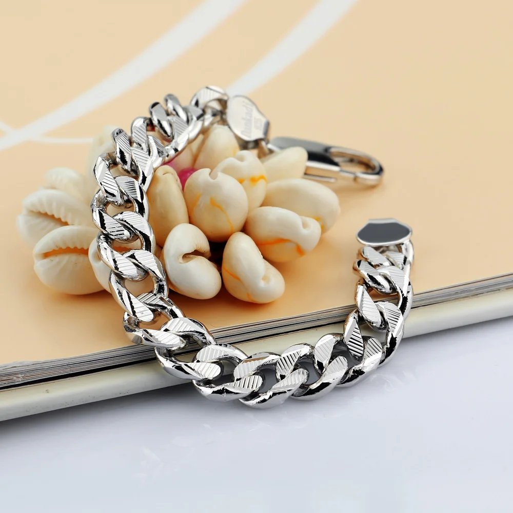 

Men & Women Solid 925 Sterling Silver Bracelet 10mm Thick Link Chain Punk Trendy Stylish Bangle Fashion Gift Jewelry