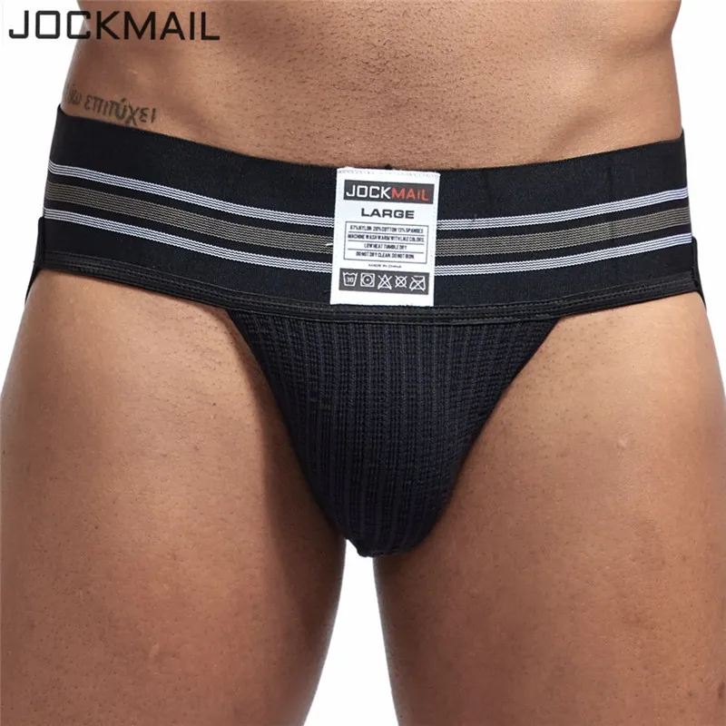 JOCKMAIL Mens thongs and g strings Wide Belt Breathable Elastic Big Bag Sports mens briefs jockstrap gay underwear tanga hombre