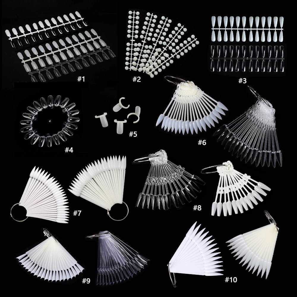 Nail Tip Clear Nature Black False Tips For Nail Art Display Oval Fan Style Nail Polish Stand Tips Practice Manicure Tools
