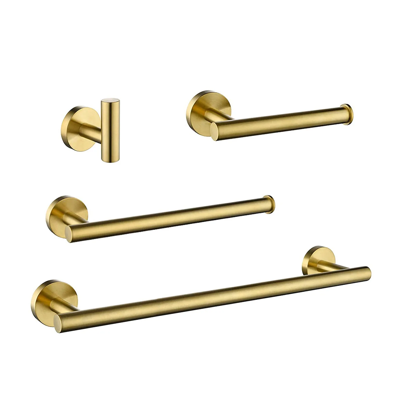 

Perfect Brushed Gold Bathroom hardware Accessory Towel Bar Towel Rack Paper holder Robe hook set 4 Pcs/set,304 Stainless steel