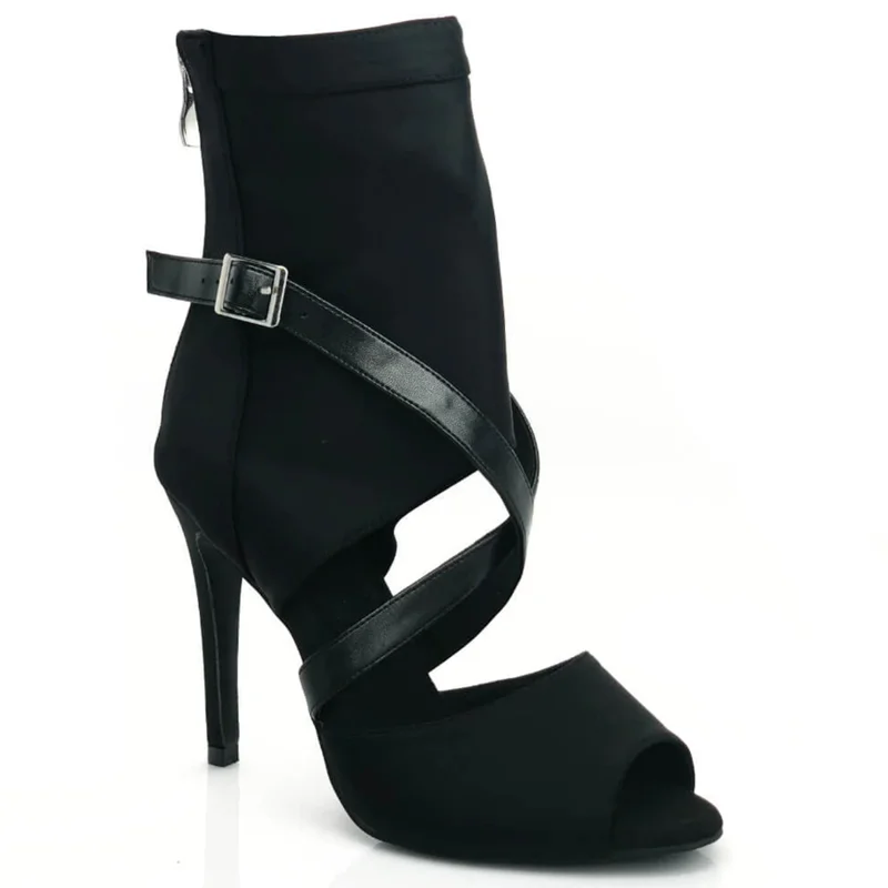 Evkoodance Women's Sexy Salsa Dance Shoes Black 10cm Heel Latin Dance Boots Fashionable Practice Sneaker Party Shoes for Ladies