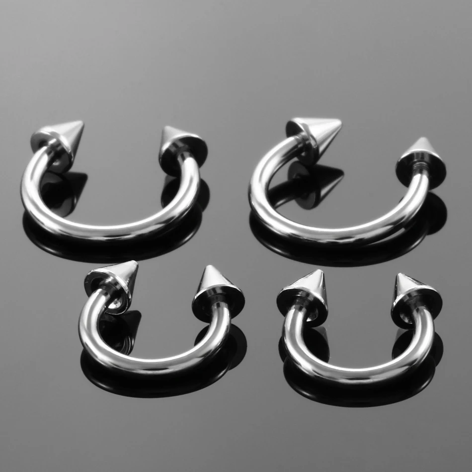2pcs/lot Steel Ear Piercings Nose Rings Piercing Horseshoe Spike Ear Septum Helix Nariz Lip Eyebrow Tragus CBR Piercings Jewelry