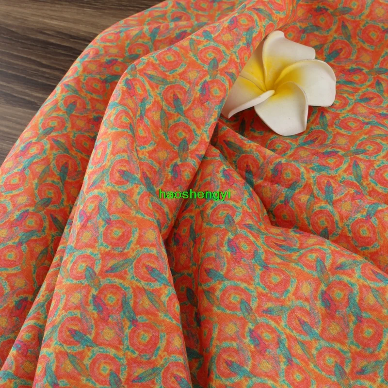 Brand order hemp fabric, thin printed ramie robe dress garment fabric