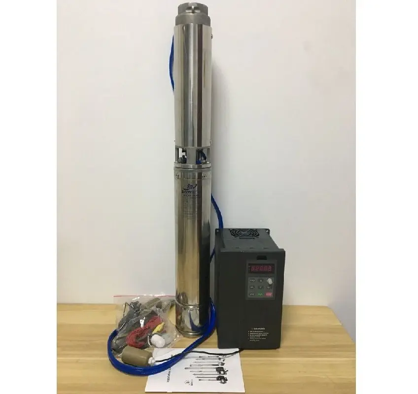 Free Shipping  AC380V/DC540V 9200W 4 Inch Solar Borewell Deep Well Submersible Pumps 4SPSC12/290-D380/9200