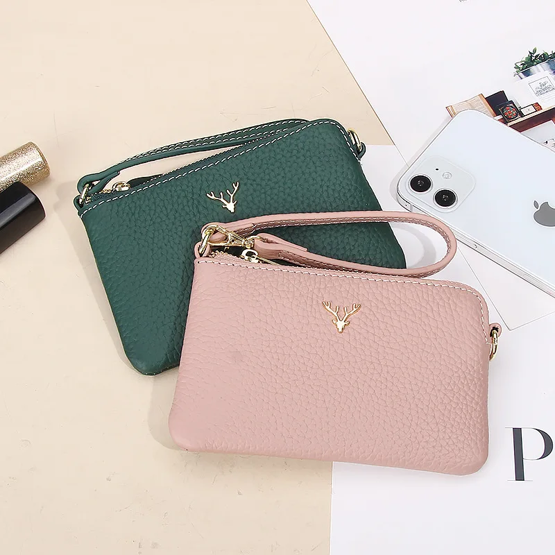 Genuine Leather Women Wallets and Coin Purses 2023 Fashion Zipper Credit Card Holder Wallet Short Ladies Designer Change Purse