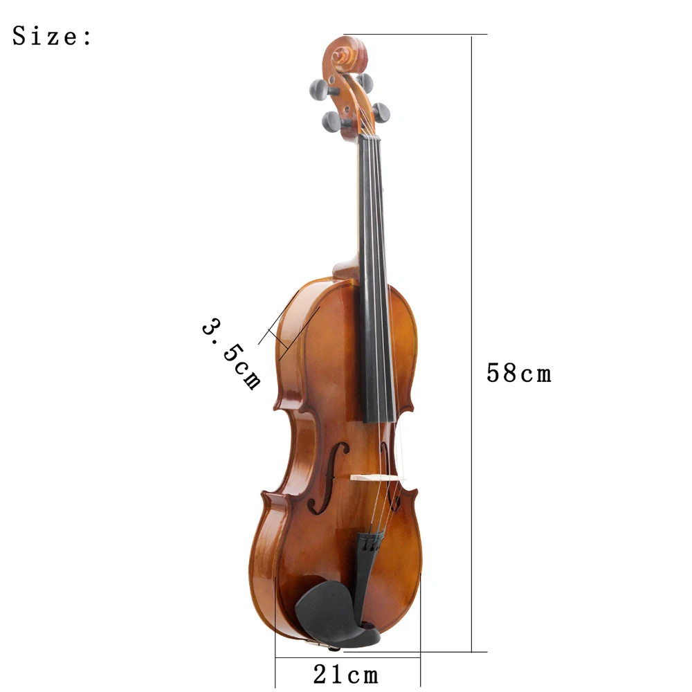 Violon acoustique rétro en bois naturel avec étui, instrument de musique professionnel, en tilleul, ABS, 4/4