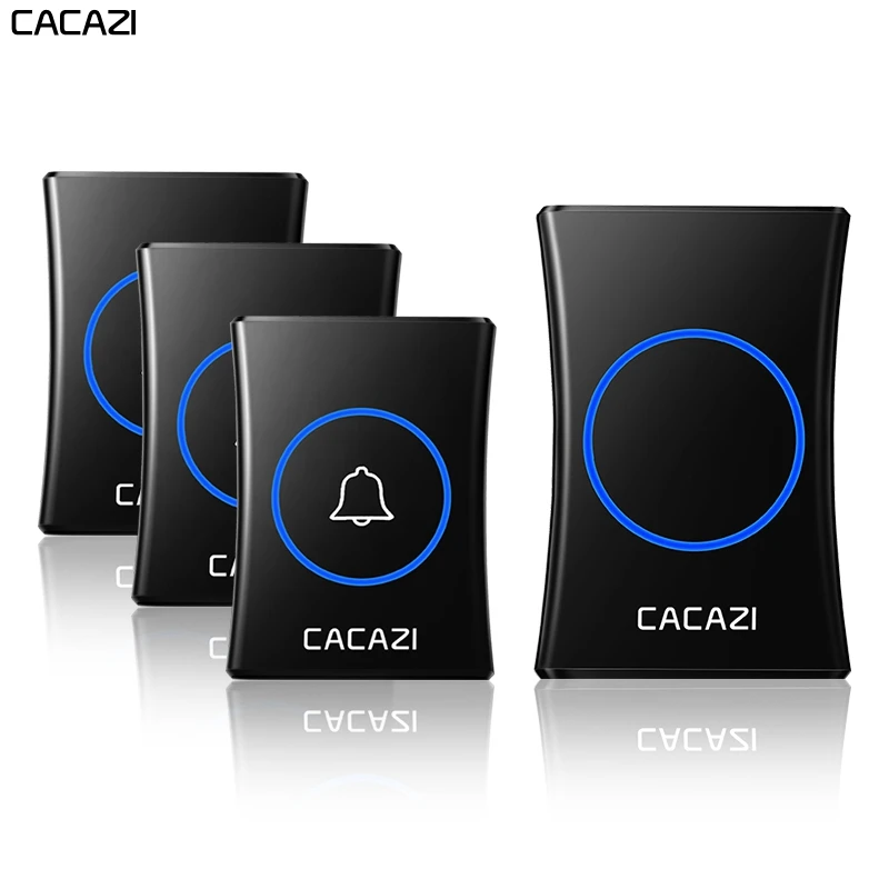 

CACAZI Smart Home Wireless Doorbell Waterproof 300M Remote Battery Calling Bell 3 4 Button 1 2 3 Receiver US EU UK AU Plug