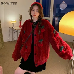 Wool Blends Women Aesthetic Appliques Autumn O-neck All-match Feminino Clothing Simple Leisure Basic Design Hipsters Vintage New