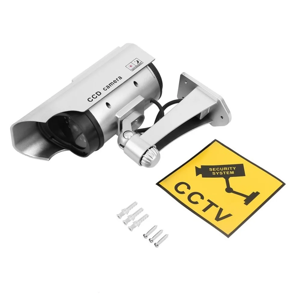 Solar Power Dummy Camera Security Waterproof Fake Camera Outdoor Indoor LED Red Light Monitor CCTV Surveillance Camera