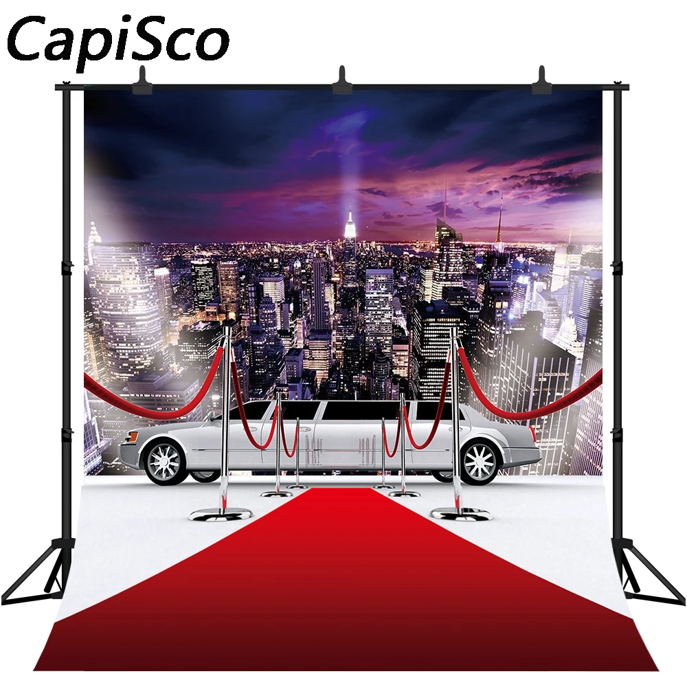 Capisco Hollywood Red Carpet Luxury Car Photography Backdrops Wedding Baby Birthday Party Decor Background Photo Studio Props