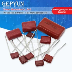 Condensatore a film di polipropilene CBB 63V 100V 250V 400V 450V 630V 2000V 101 103 104 105 125J 221 222 223 224 225 332 333 33
