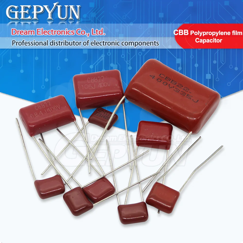 CBB polypropylene film capacitor 63V 100V 250V 400V 450V 630V 2000V 101 103 104 105 125J 221 222 223 224 225 332 333 33