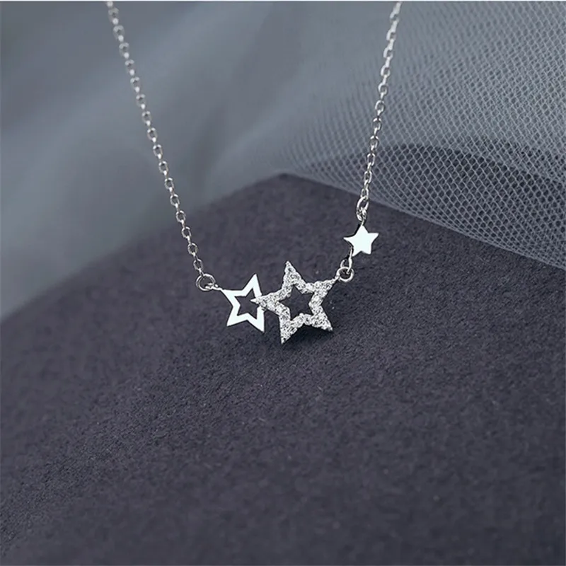 Xingyunday New Zircon Hollow Star Pendent Necklace For Women Girls Party Wedding 2021 Jewelry Choker