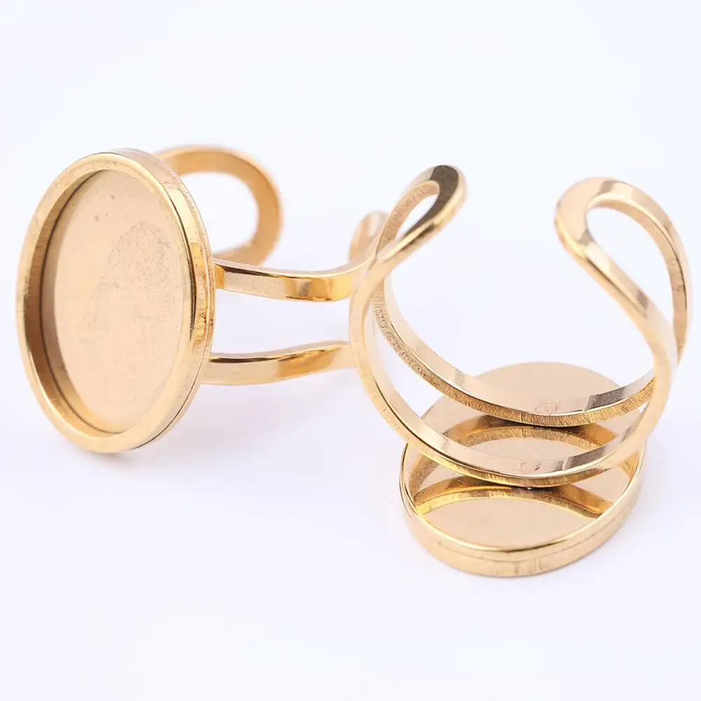 onwear 10pcs 13x18mm oval cameo cabochon ring base setting stainless steel blank ring bezel trays diy jewelry findings
