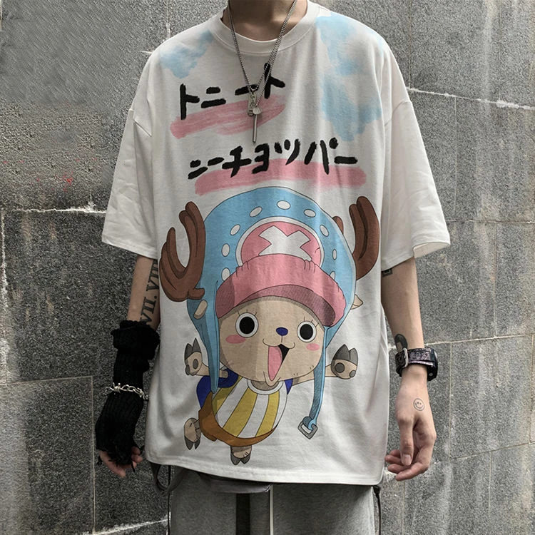 Harajuku Anime Tshirt Streetwear Men Casual Loose Japan Shirts Boy Summer Cartoon T Shirt Fashion Ulzzang Oversized Tshirt Femme