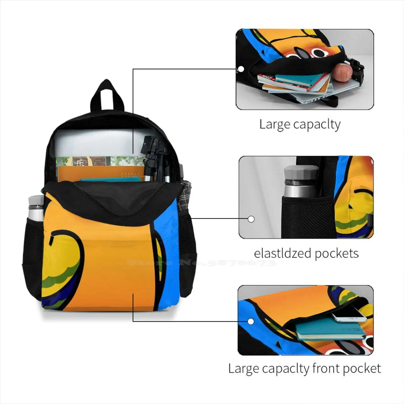 الكثير من الطيور!-Sun Conure Fashion Pattern Design Travel Laptop School Backpack Bag Birds Cute Many Cockatiel Cockatoo الأفريقي